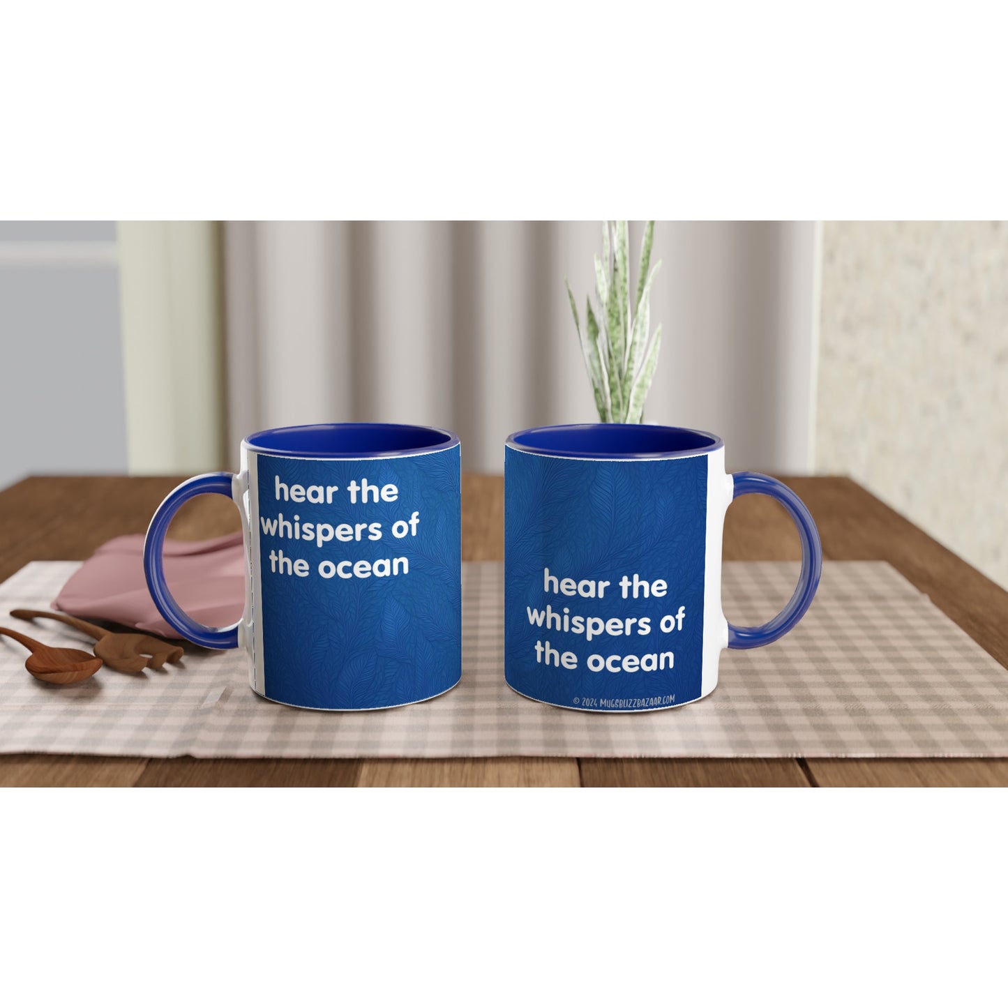 "Hear the Whispers of the Ocean" - Blue Inside - Standard Size - MugsblizzBazaar.com