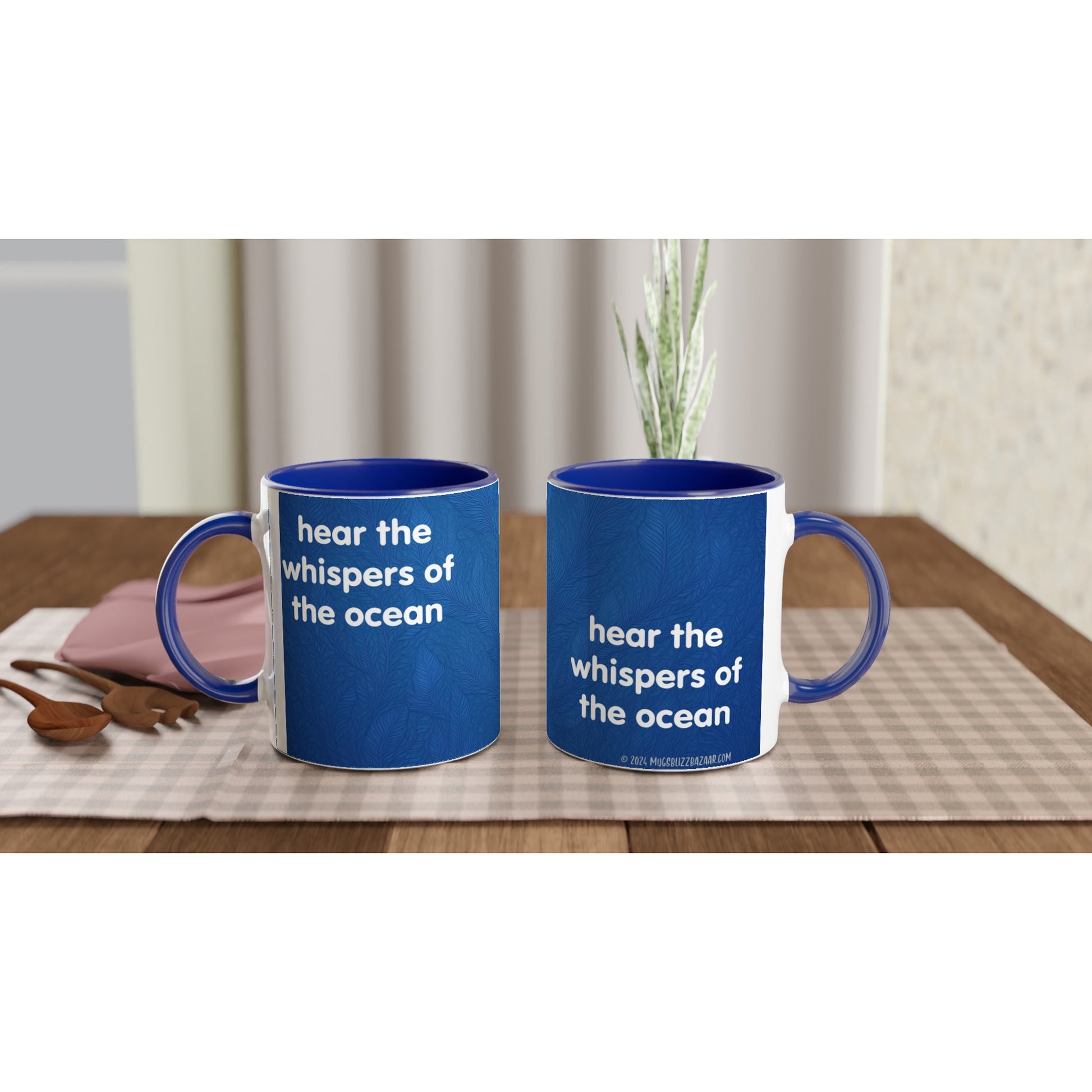 "Hear the Whispers of the Ocean" - Blue Inside - Standard Size - MugsblizzBazaar.com
